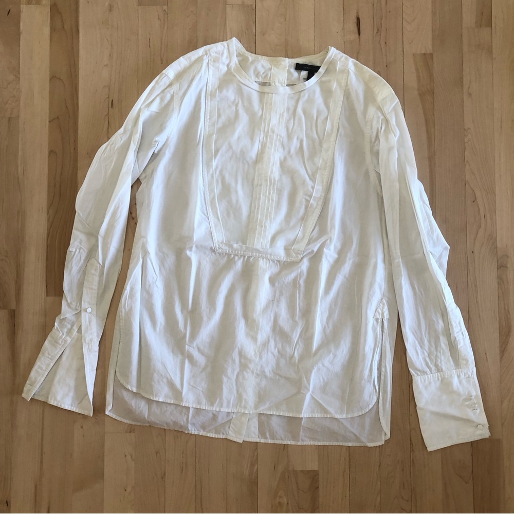 BCBG MAXAZRIA TUXEDO BLOUSE WHITE SIZE M